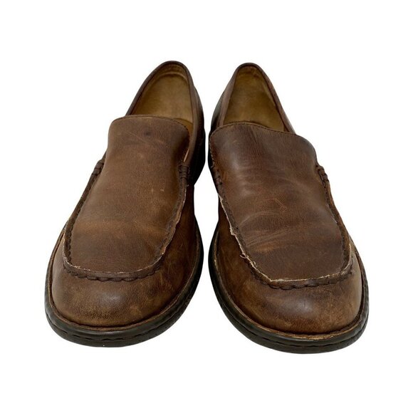 Born Mens Loafers Shoes Brown Black Leather Slip-On Moc Toe Low Top 10.5 main image 10